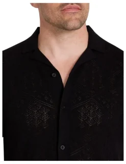 Johnny Bigg Rombus Knit Shirt in Black