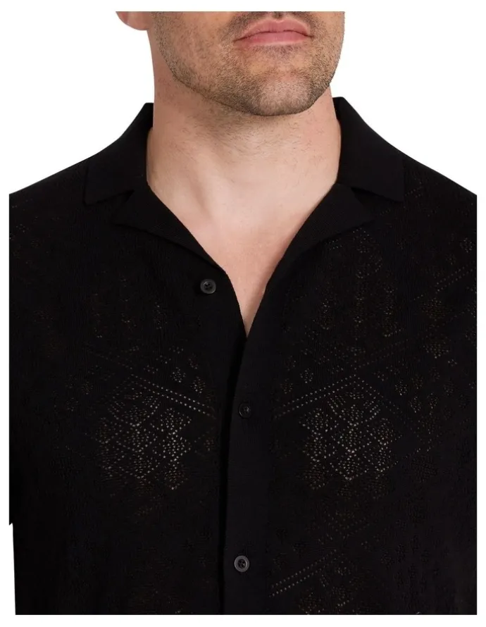 Johnny Bigg Rombus Knit Shirt in Black