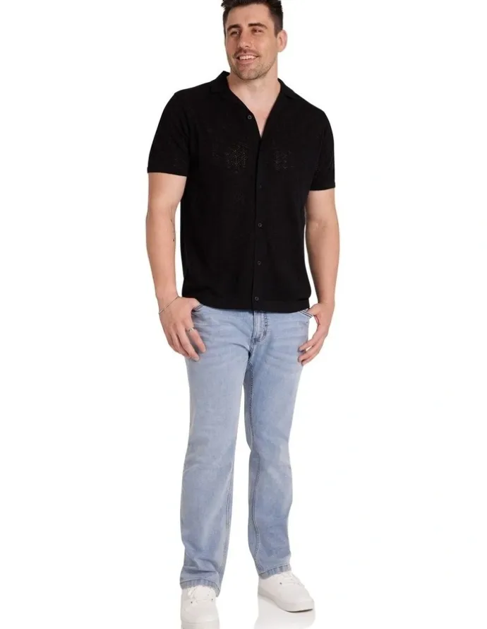 Johnny Bigg Rombus Knit Shirt in Black