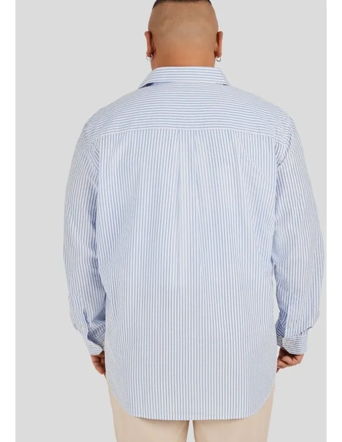 Johnny Bigg Seersucker Relax Fit Shirt in Blue