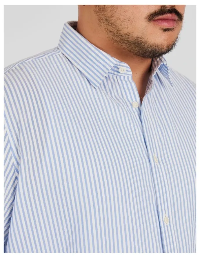Johnny Bigg Seersucker Relax Fit Shirt in Blue