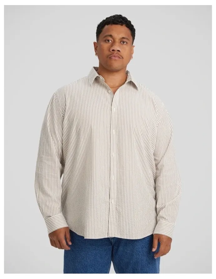 Johnny Bigg Seersucker Relax Fit Shirt in Bronze