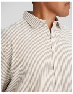 Johnny Bigg Seersucker Relax Fit Shirt in Bronze