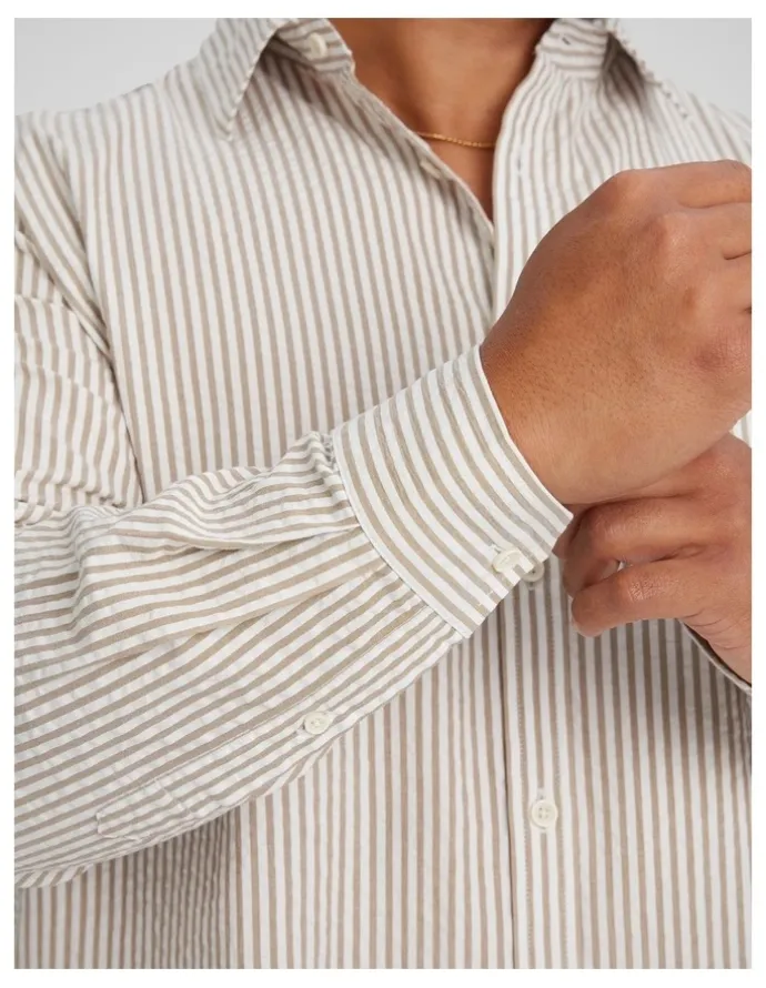 Johnny Bigg Seersucker Relax Fit Shirt in Bronze