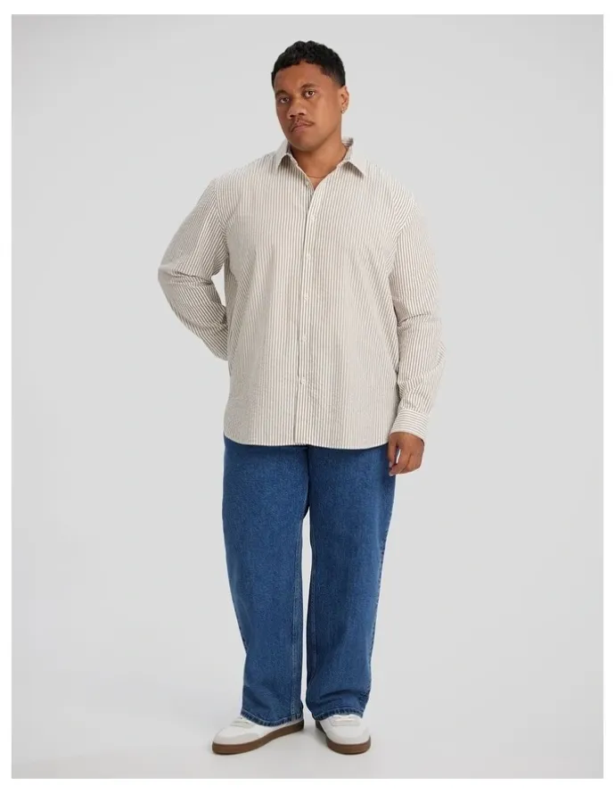Johnny Bigg Seersucker Relax Fit Shirt in Bronze