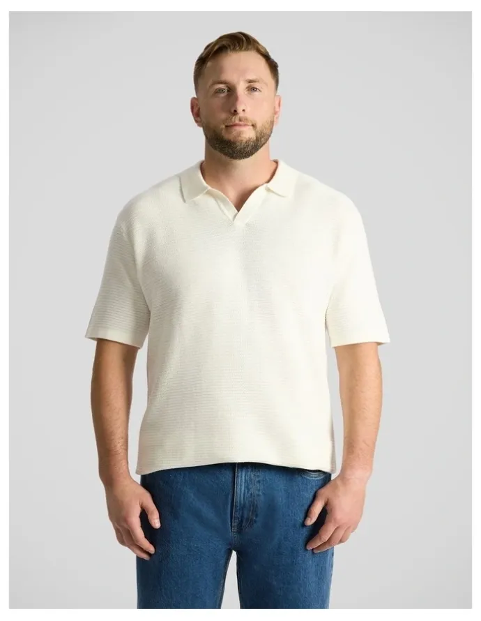 Johnny Bigg Seville Textured Polo in Ivory
