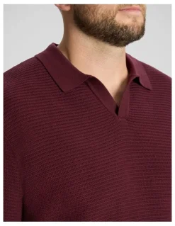 Johnny Bigg Seville Textured Polo in Burgundy