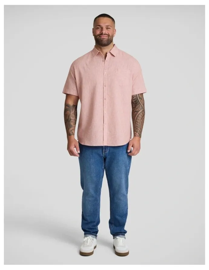 Johnny Bigg Solomon Linen Shirt in Crimson