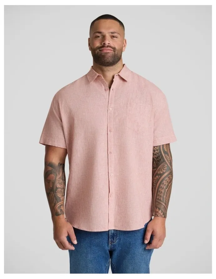 Johnny Bigg Solomon Linen Shirt in Crimson