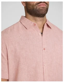Johnny Bigg Solomon Linen Shirt in Crimson