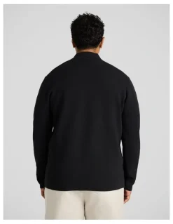 Johnny Bigg Sven 1/4 Zip Polo Sweater in Black