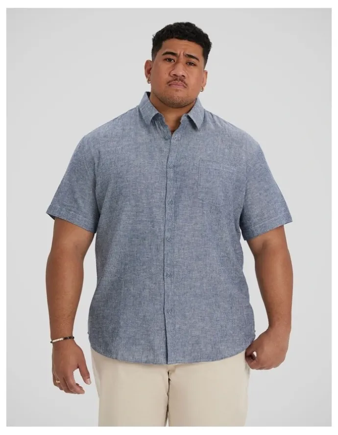 Johnny Bigg Tahiti Linen Shirt in Denim Blue