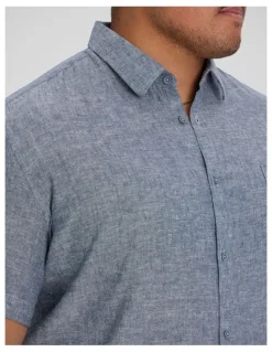 Johnny Bigg Tahiti Linen Shirt in Denim Blue