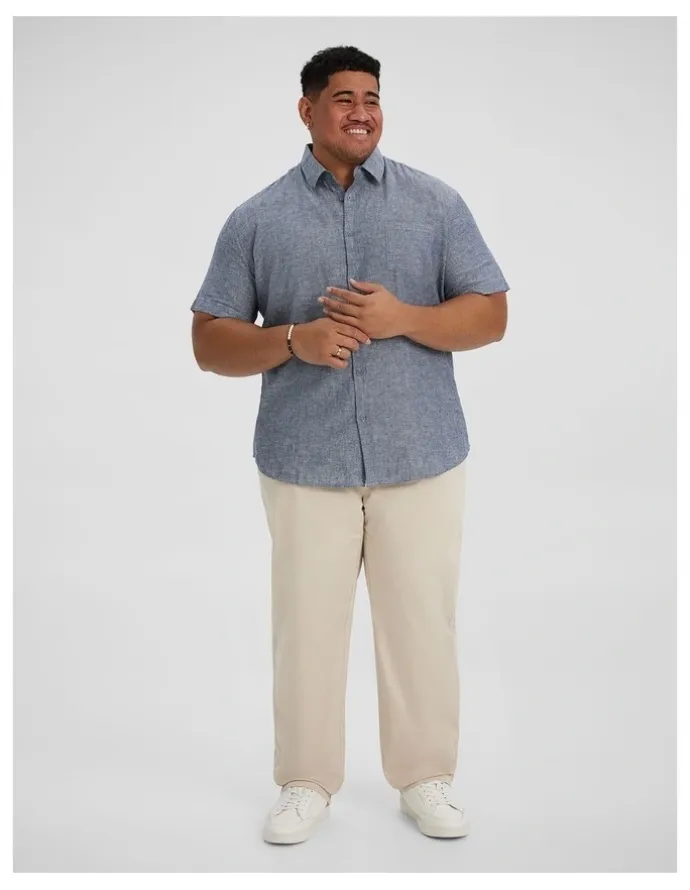 Johnny Bigg Tahiti Linen Shirt in Denim Blue
