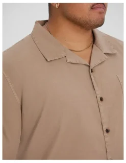 Johnny Bigg Valencia Boxy Fit Shirt in Washed Clay
