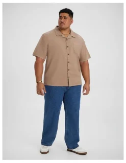 Johnny Bigg Valencia Boxy Fit Shirt in Washed Clay