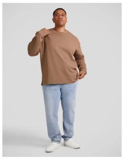 Johnny Bigg Waffle Long Sleeve Top in Taupe
