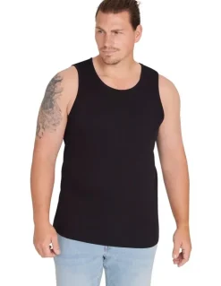 Johnny Bigg Essential Rib Singlet in Black