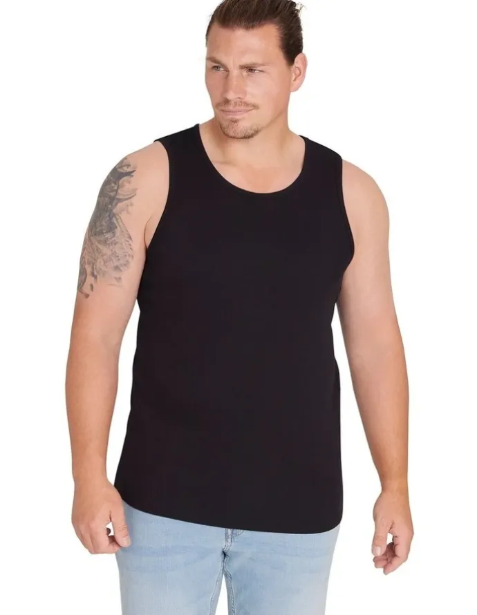 Johnny Bigg Essential Rib Singlet in Black
