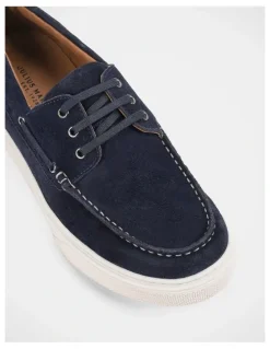 Julius Marlow Flare Shoes in Navy Suede