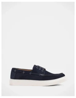 Julius Marlow Flare Shoes in Navy Suede