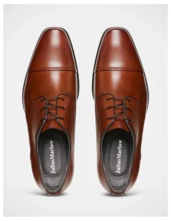 Julius Marlow Knock Toe Cap Derby Lace Up Dress Shoe in Cognac