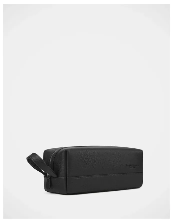 Julius Marlow Leather Toiletry Bag In Black