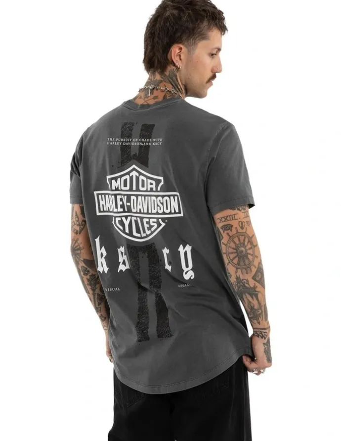KSCY Harley Davidson Milwaukee Dual Curved Tee in Grey