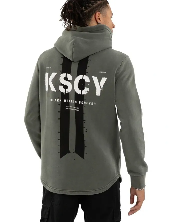 KSCY Inferno Dual Curved Hoodie in Pigment Basil