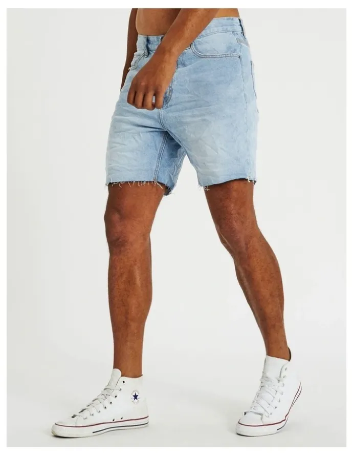 KSCY Slim Denim Shorts in Sun Bleached Blue