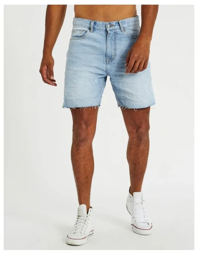 KSCY Slim Denim Shorts in Sun Bleached Blue