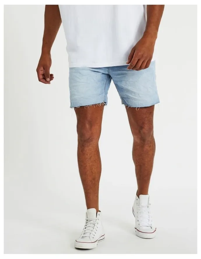 KSCY Slim Denim Shorts in Sun Bleached Blue