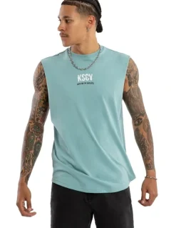 KSCY Story Dual Curved Muscle Tee in Green