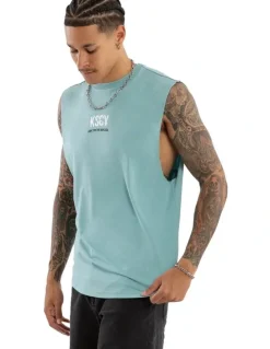 KSCY Story Dual Curved Muscle Tee in Green