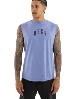 KSCY Trapped Dual Curved Muscle Tank in Blue