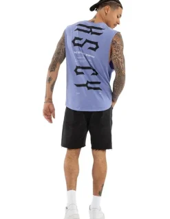 KSCY Trapped Dual Curved Muscle Tank in Blue