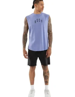 KSCY Trapped Dual Curved Muscle Tank in Blue