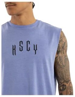 KSCY Trapped Dual Curved Muscle Tank in Blue