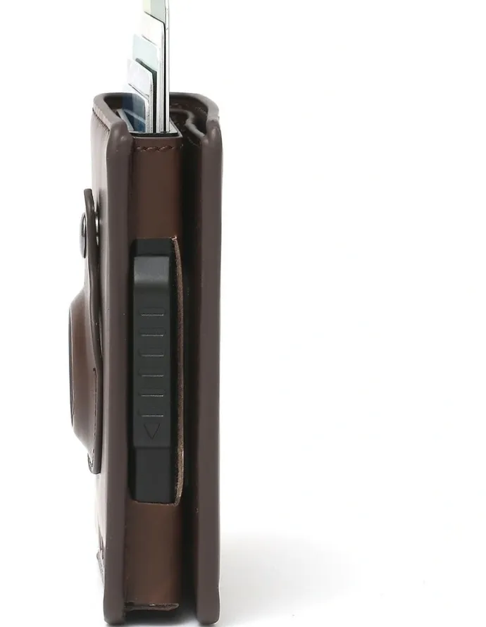 La Enviro Air Tag Trackable Vegan Leather Wallet in Dark Brown