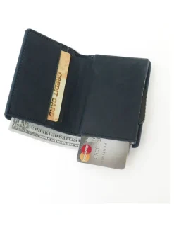 La Enviro Air Tag Trackable Vegan Leather Wallet in Dark Blue