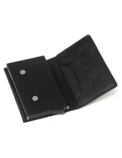 La Enviro Leura Minimalist Unisex Vegan Leather Coin Pocket Wallet in Black