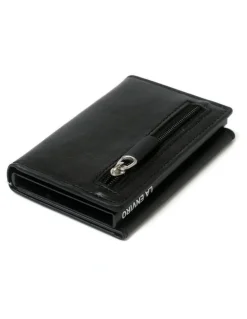 La Enviro Leura Minimalist Unisex Vegan Leather Coin Pocket Wallet in Black