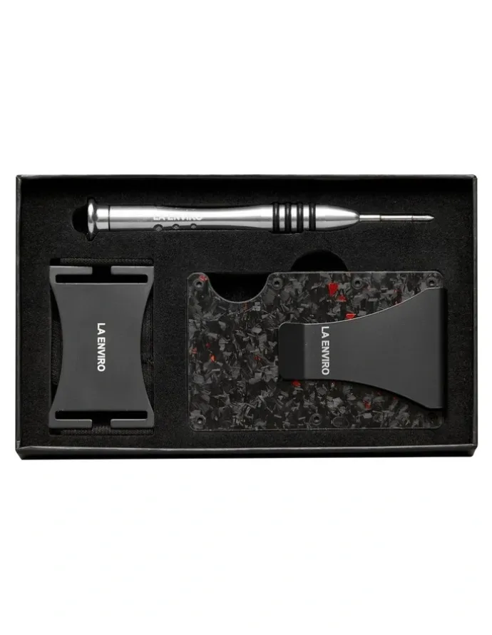 La Enviro Lorne Forged Carbon Wallet in Gloss Red