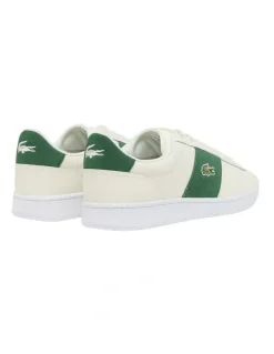Lacoste Carnaby Set Bar Sneaker in Off White/Dark Green