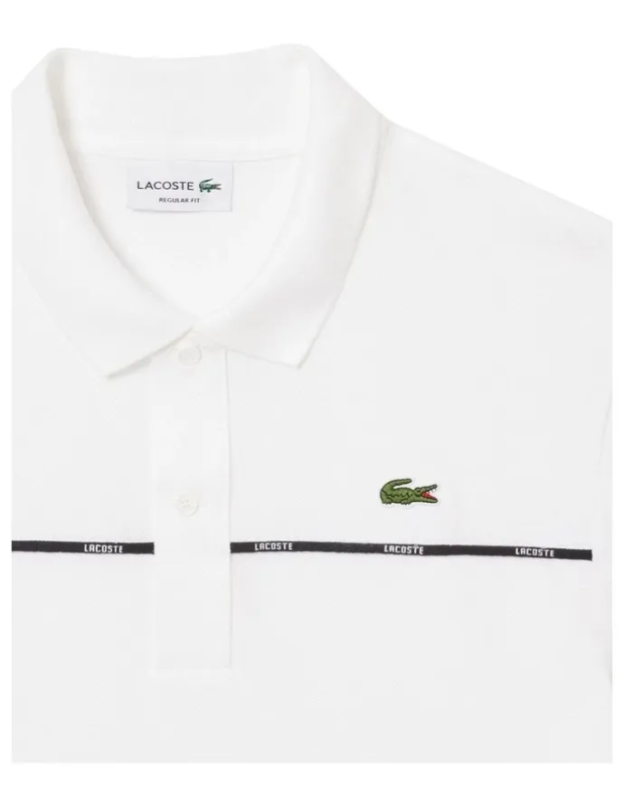 Lacoste Tape Regular Fit Polo Shirt in White