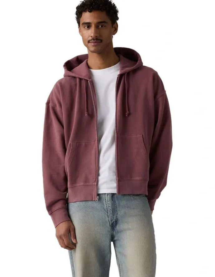 Levi's Hayes Boxy Full-Zip Sweatshirt in Post-Grunge Roan Rouge