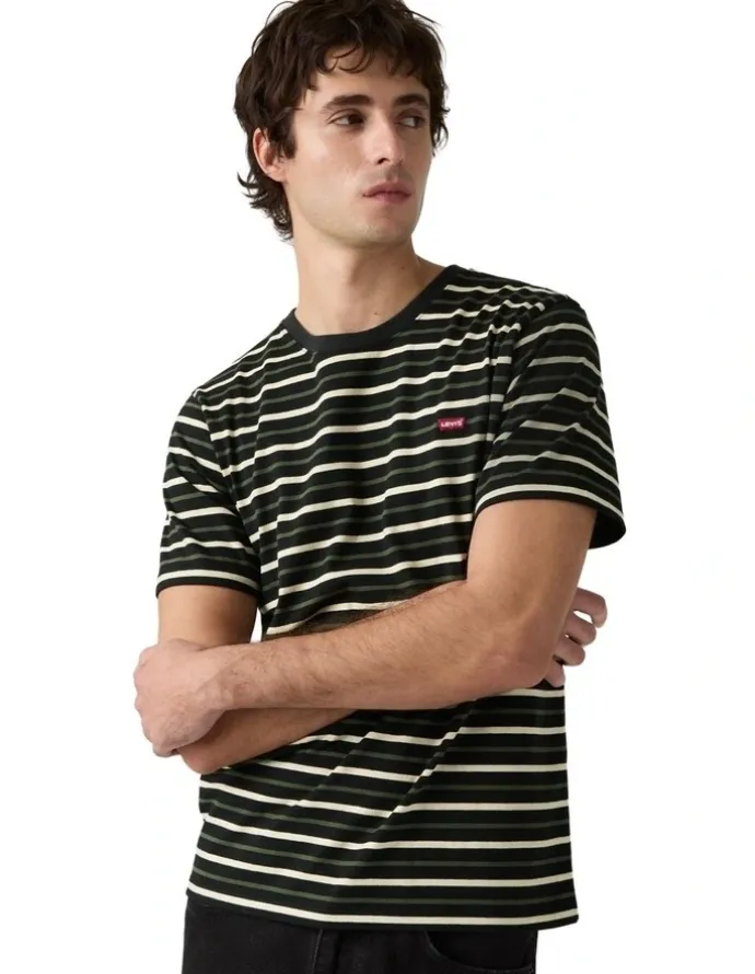 Levi's Original Housemark T-shirt in Andor Stripe Jet Black
