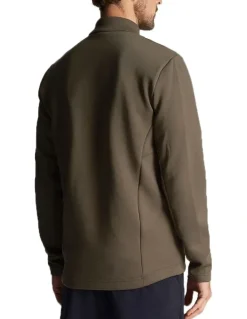 Lyle & Scott Baffle Quilted Quarter Zip Golf Midlayer Jacket in Cactus Green