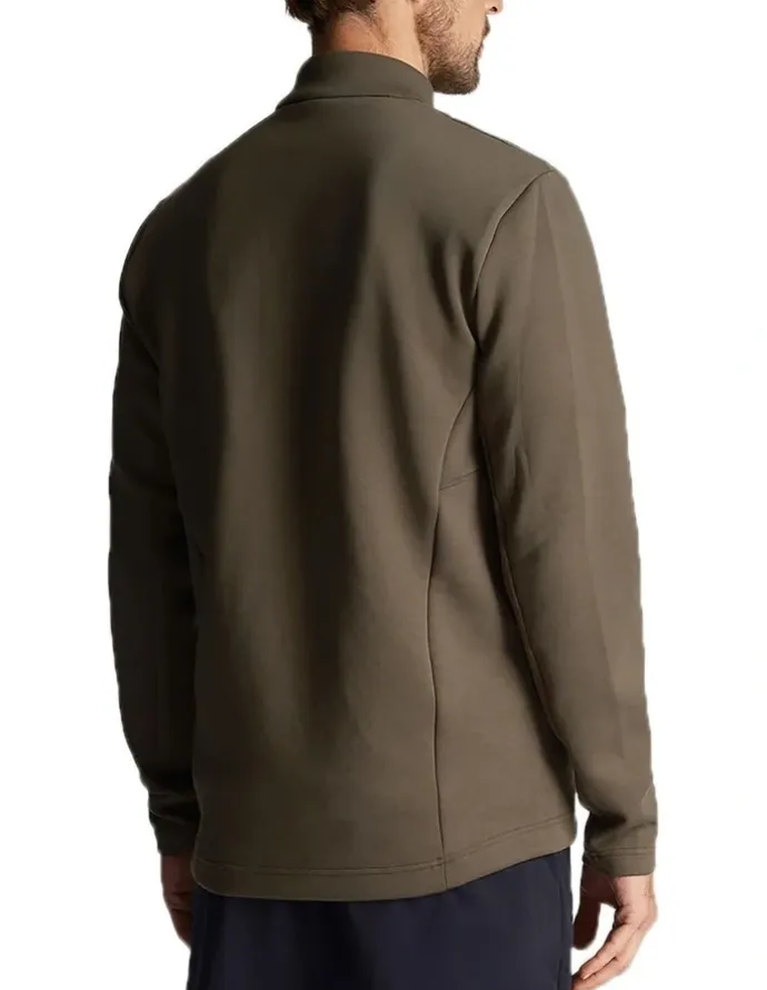 Lyle & Scott Baffle Quilted Quarter Zip Golf Midlayer Jacket in Cactus Green