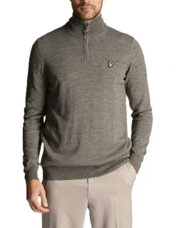Lyle & Scott Core 1/4 Zip Merino Mix in Mid Grey Marl